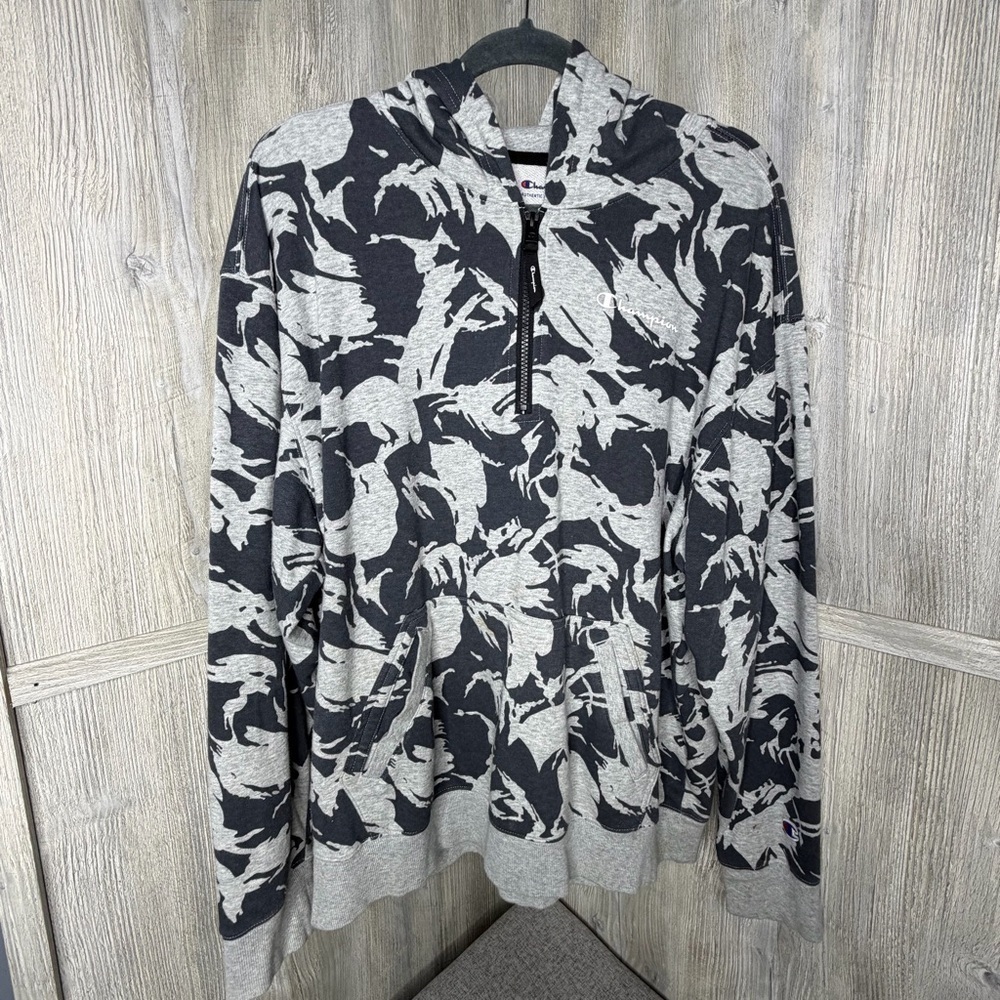 Champion Black and Gray Camo Pullover Hoodie